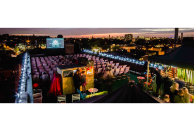 Films under the Stars, with wireless headphones.