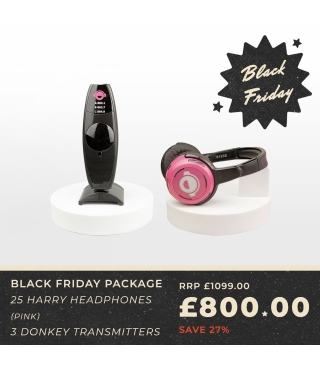 Black Friday Package 25 Pink Harry Headphones and 3 Donkey Transmitters